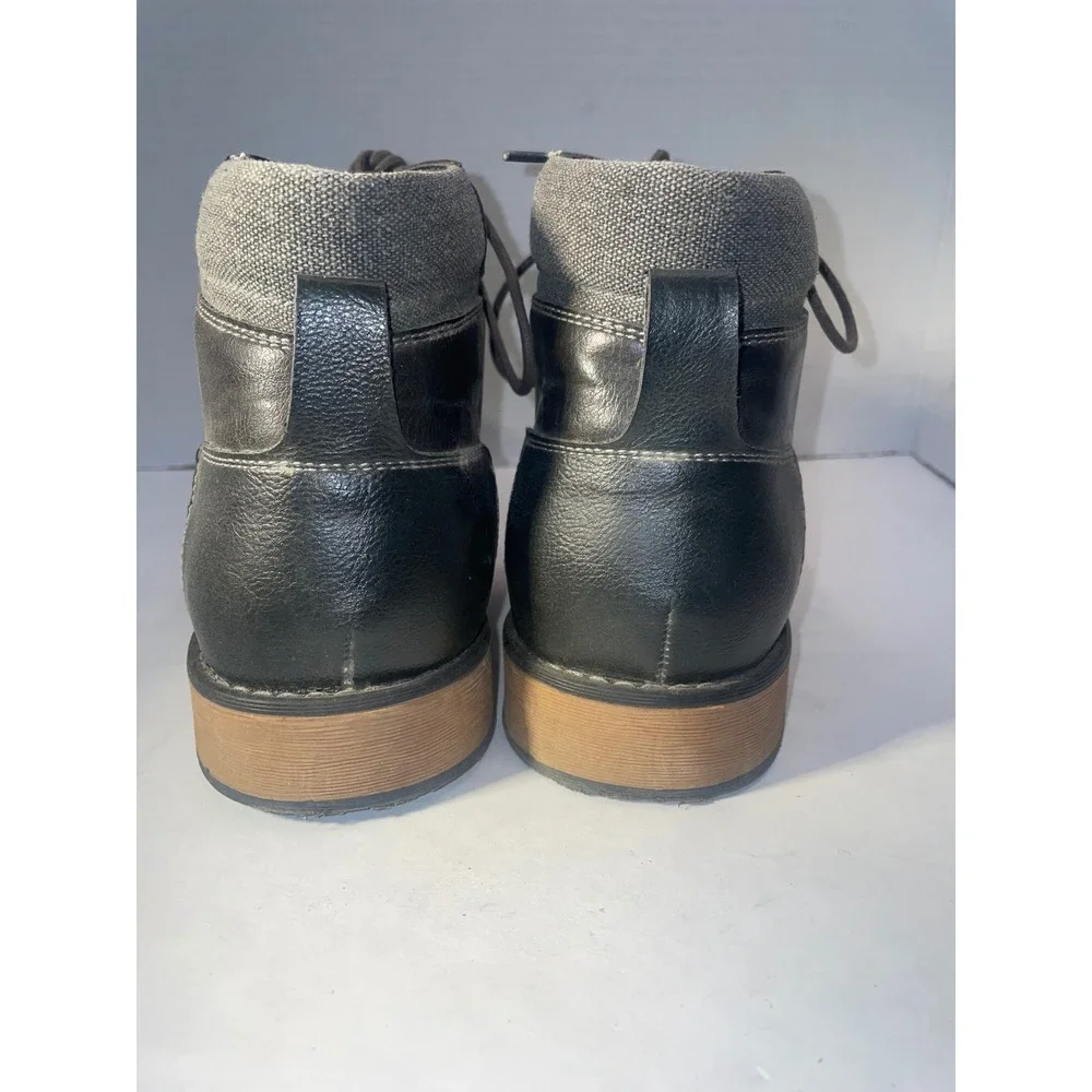 IZOD Mens Size 10.5M Cap Toe‎ Lace Up Ankle Boots Leather Black Gray EXCELLENT